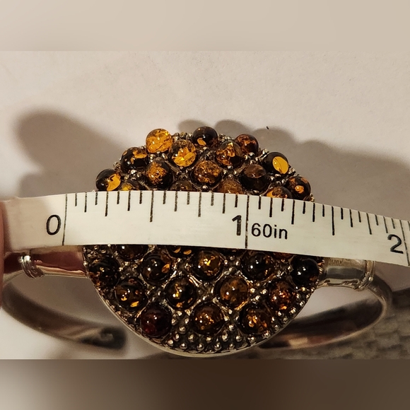 Handmade heavy genuine Baltic Amber and Sterling Silver cuff Bracelet New 26.5 G - Picture 16 of 16